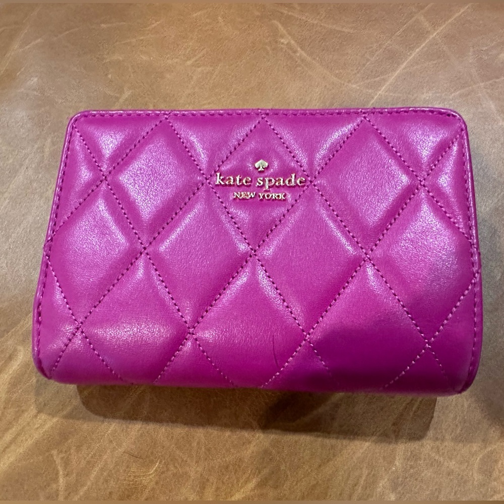Kate Spade Orchid pink Carey quilted bifold wallet